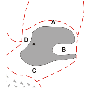 Схема скалолазных секторов камня "Подкова"